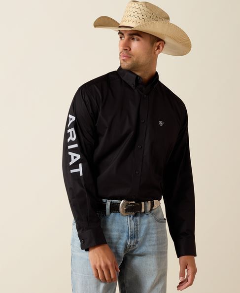 Ariat SS27 Mens Team Logo Lightweight Twill Classic Fit Shirt Black/Grey