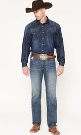 Cinch S63 Mens Silver Label Medium Stonewash Slim Straight Jeans