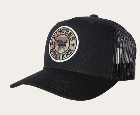 Ringers Western SS25 Signature Bull Trucker Cap Black with Camo
