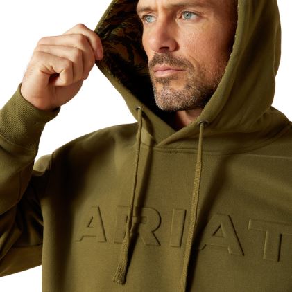 Ariat W26 Mens Embossed Logo Hoodie Winter Moss