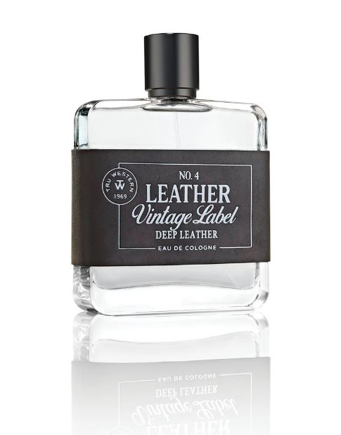 Tru Western Mens Leather #4 Vintage Label Deep Leather Eau De Cologne 100ml