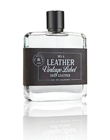 Tru Western Mens Leather #4 Vintage Label Deep Leather Eau De Cologne 100ml