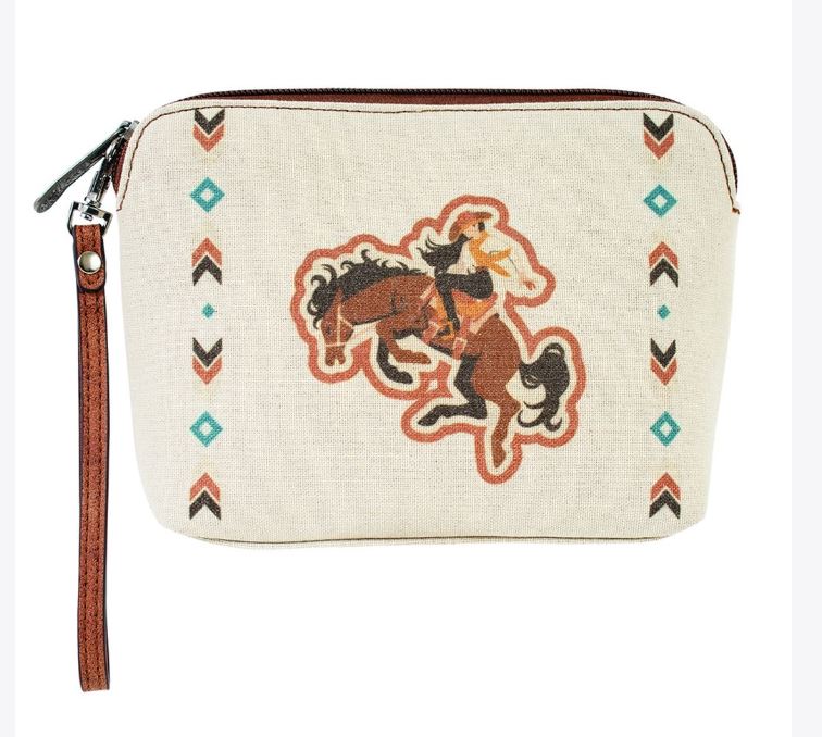 Justin Canvas Cosmetic Pouch Bronco & Cowgirl