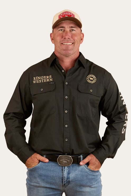 Ringers Western SS25 Mens Hawkeye Shirt Charcoal/Dark Sand