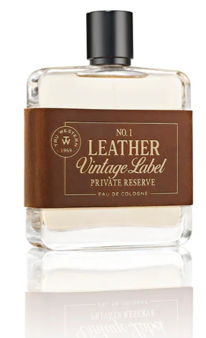 Tru Western Mens Leather #1 Private Reserve Vintage Label Eau De Cologne 100ml