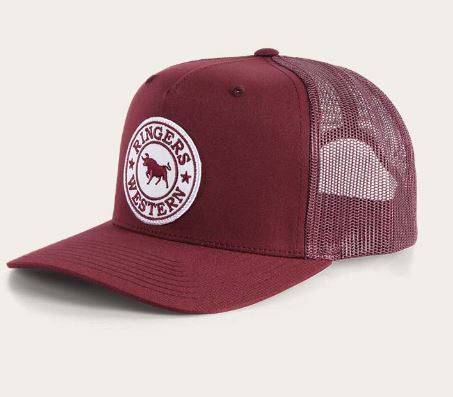 Ringers Western SS25 Signature Bull Trucker Cap Burgundy w/Burgundy/White
