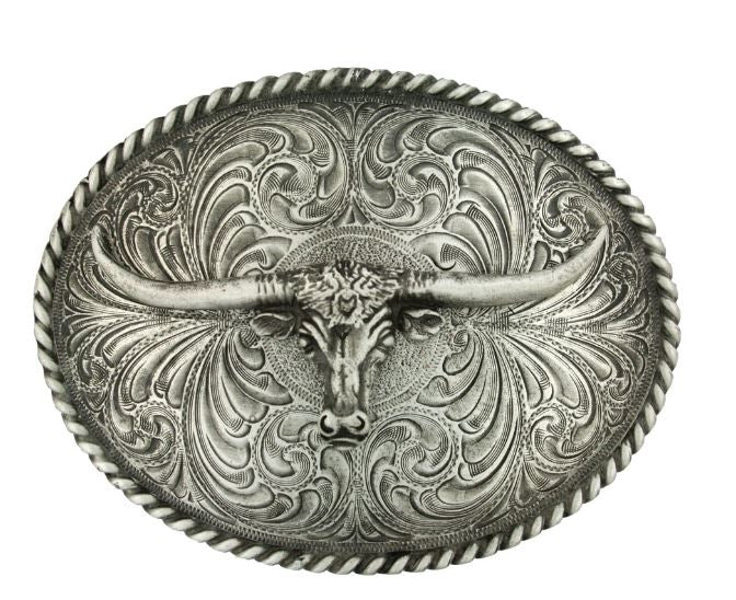Montana Silversmith Oval Longhorn Classic Antiqued Attitude Buckle