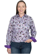Just Country Womens Georgie Half Button Shirt Lilac Blossoms