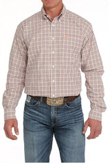 Cinch S51 Mens Plaid Western Shirt White