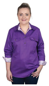 Just Country Australia Jahna Work Shirt Purple/Lavender