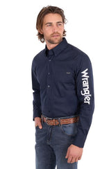 Wrangler Mens Flex Tech Logo Shirt Navy