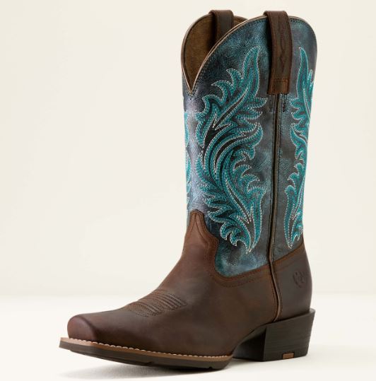 Ariat SS25 Womens Round Up Narrow Cutter Toe Sassy Brown/Ocean Wave