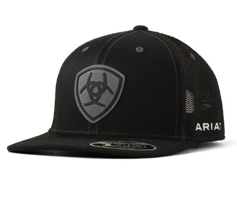 Ariat AW25 Mens Shield Logo Mesh Black Snap Back Cap
