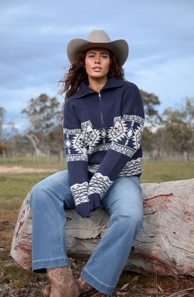 Wrangler AW26 Womens Lacey Knitted 1/4 Zip Pullover
