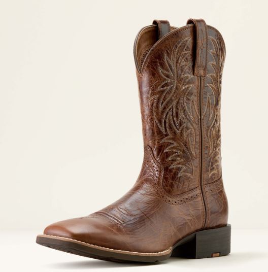Ariat SS25 Mens Sport Western Wide Square Toe Dark Tan