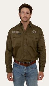Ringers Western Mens Hawkeye Flag Shirt - Military Green