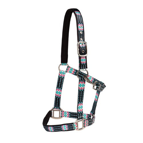Fort Worth Aztec Print Halter Black/Pink/Turquoise