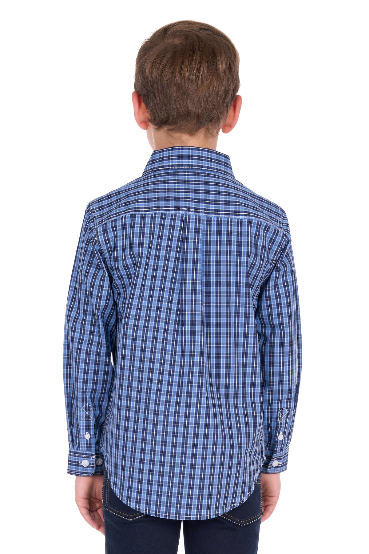 Hard Slog Kids Wyatt Half Placket LS Shirt Blue