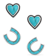 Montana Silversmith Turquoise Heart & Horseshoe Earring Set