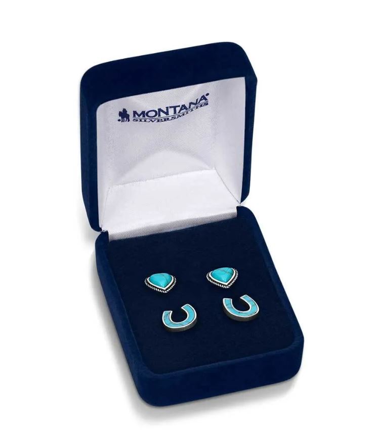 Montana Silversmith Turquoise Heart & Horseshoe Earring Set