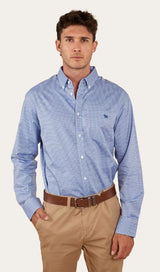 Ringers Western Mens Heritage Dress Shirt Blue Check