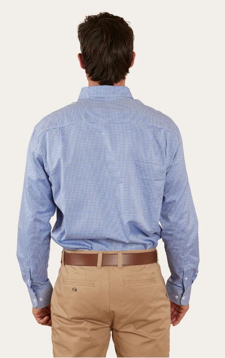 Ringers Western Mens Heritage Dress Shirt Blue Check