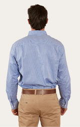 Ringers Western Mens Heritage Dress Shirt Blue Check