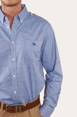 Ringers Western Mens Heritage Dress Shirt Blue Check
