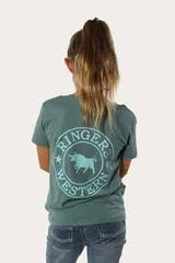 Ringers Western Kids Signature Bull Tee Sea Green