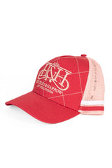 Hitchley and Harrow Trucker Cap - Cherry & Peach Crisscross