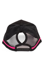 Hitchley and Harrow Trucker Cap - Black & Hot Pink Pony Tail