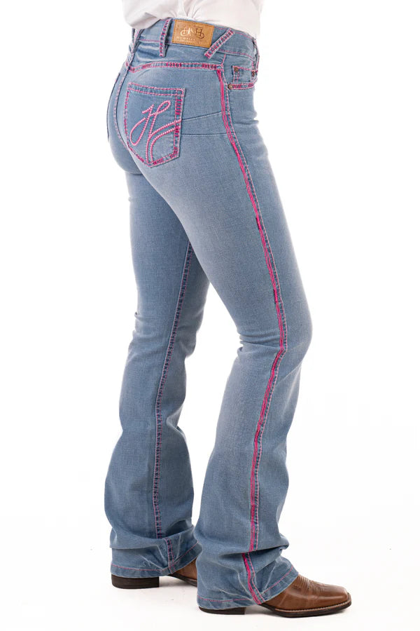 Hitchley and Harrow SR2219 Pink Metallic Swirl Stitch Jeans