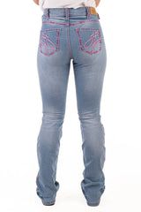Hitchley and Harrow SR2219 Pink Metallic Swirl Stitch Jeans