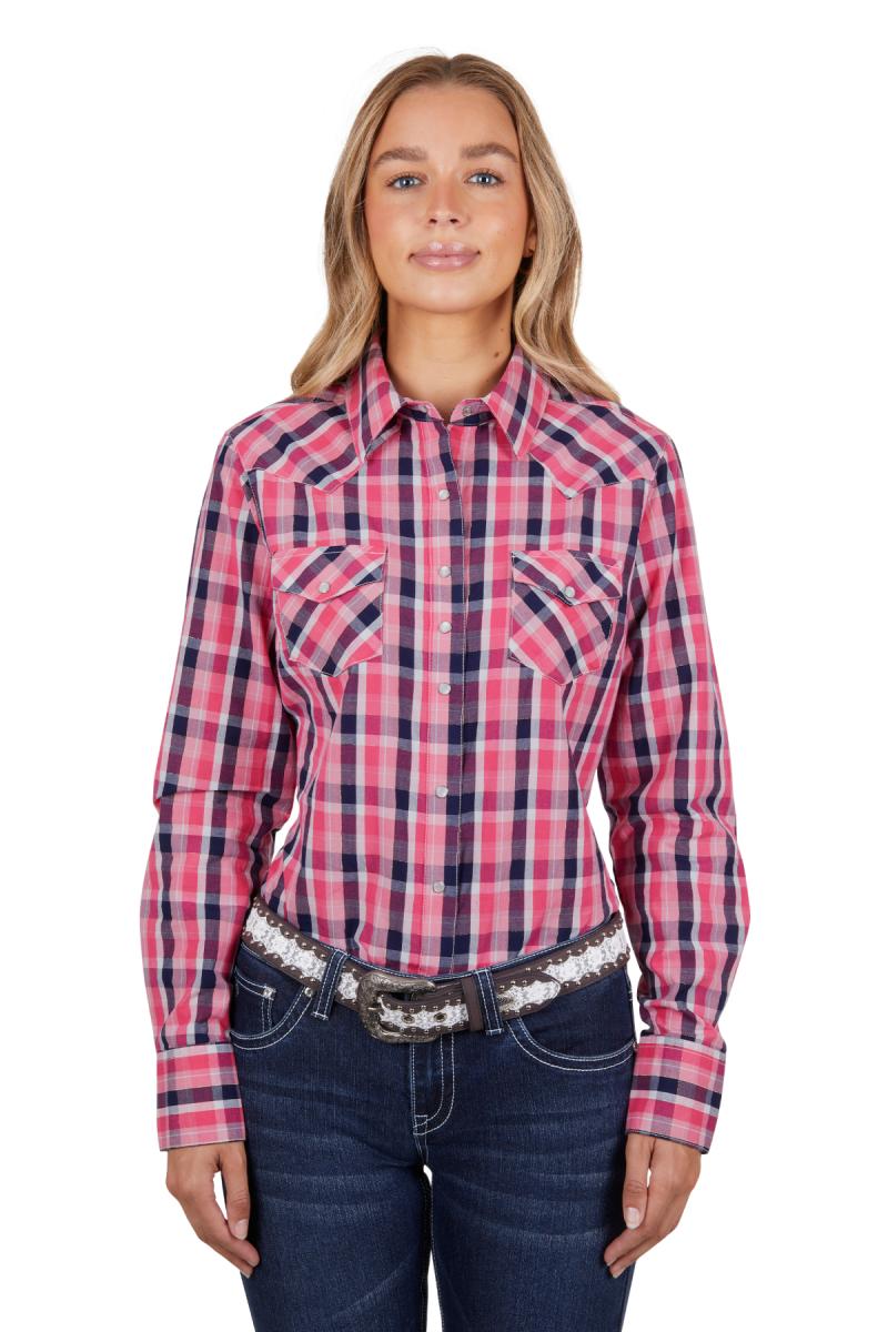 Pure Western Womens Lulu Check Western Long Sleeve Shirt