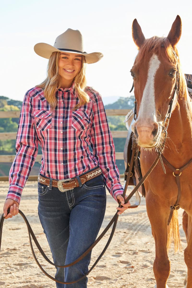 Pure Western Womens Lulu Check Western Long Sleeve Shirt