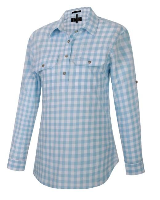 Pilbara Womens Check Closed Front Long Sleeve Shirt