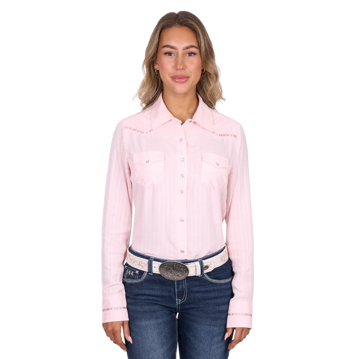 Pure Western Womens Evelyn Long Sleeve Shirt - Blush