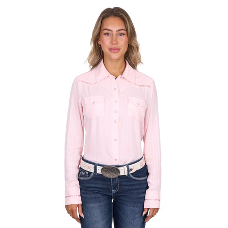 Pure Western Womens Evelyn Long Sleeve Shirt - Blush