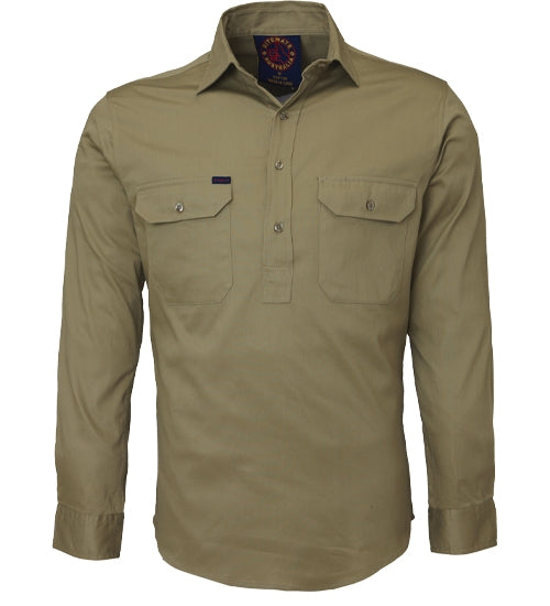 Pilbara Mens Closed Front Long Sleeve Shirt