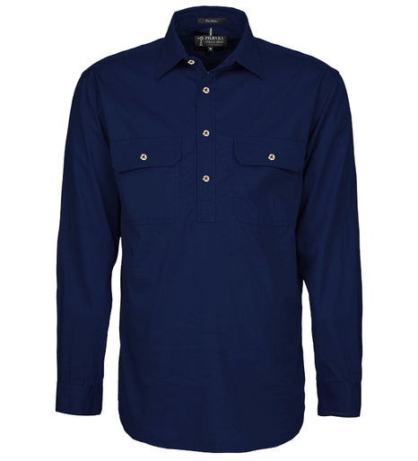 Mens Pilbara Closed Front Long Sleeve Shirt