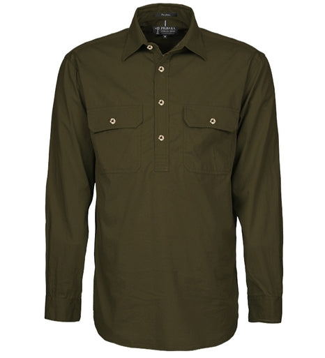 Mens Pilbara Closed Front Long Sleeve Shirt