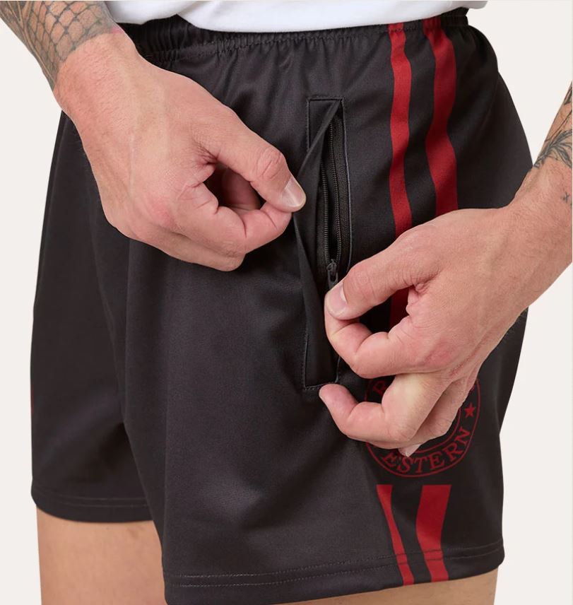 Ringers Western Unisex Footy Short Charcoal/Red