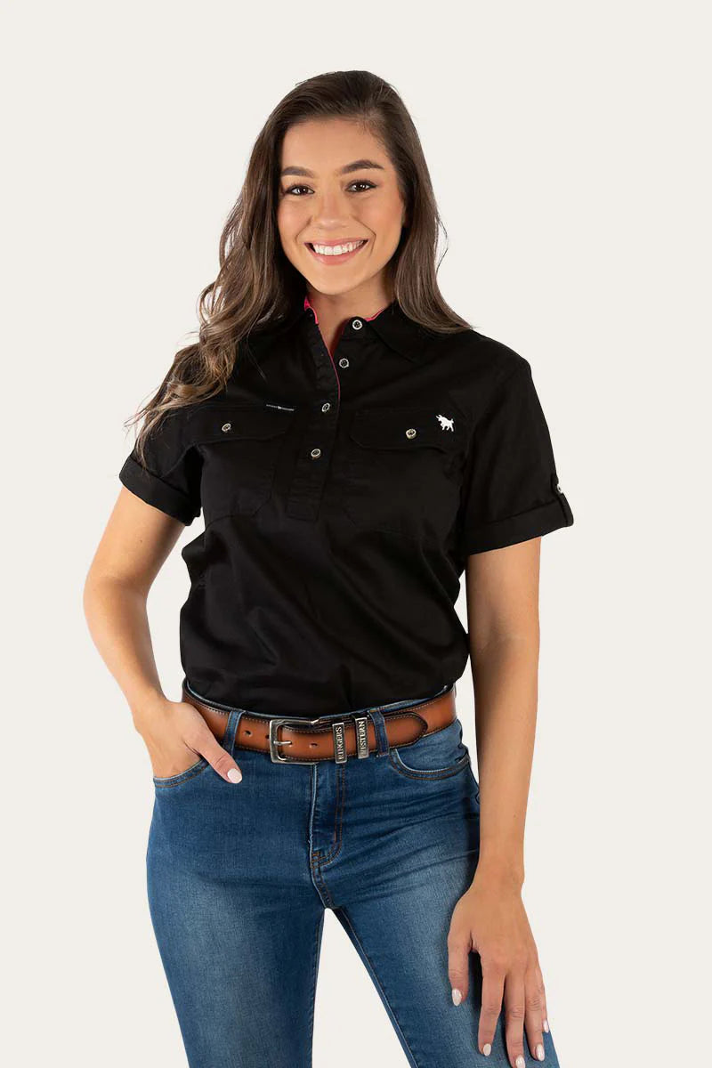 Ringers Western Jules Womens Half Button Short Sleeve Work Shirt