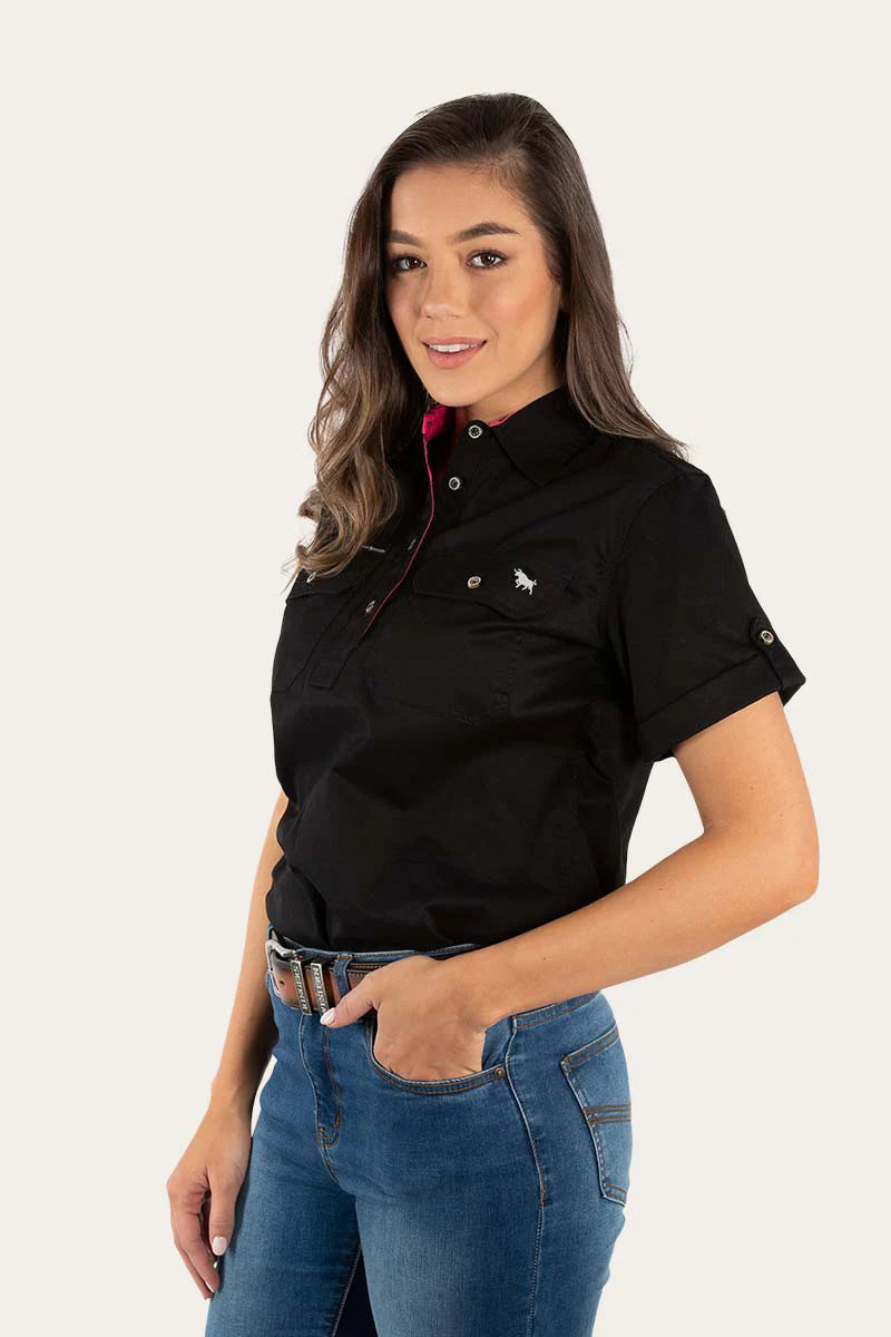 Ringers Western Jules Womens Half Button Short Sleeve Work Shirt