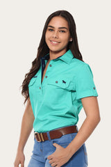 Ringers Western Jules Womens Half Button Short Sleeve Work Shirt