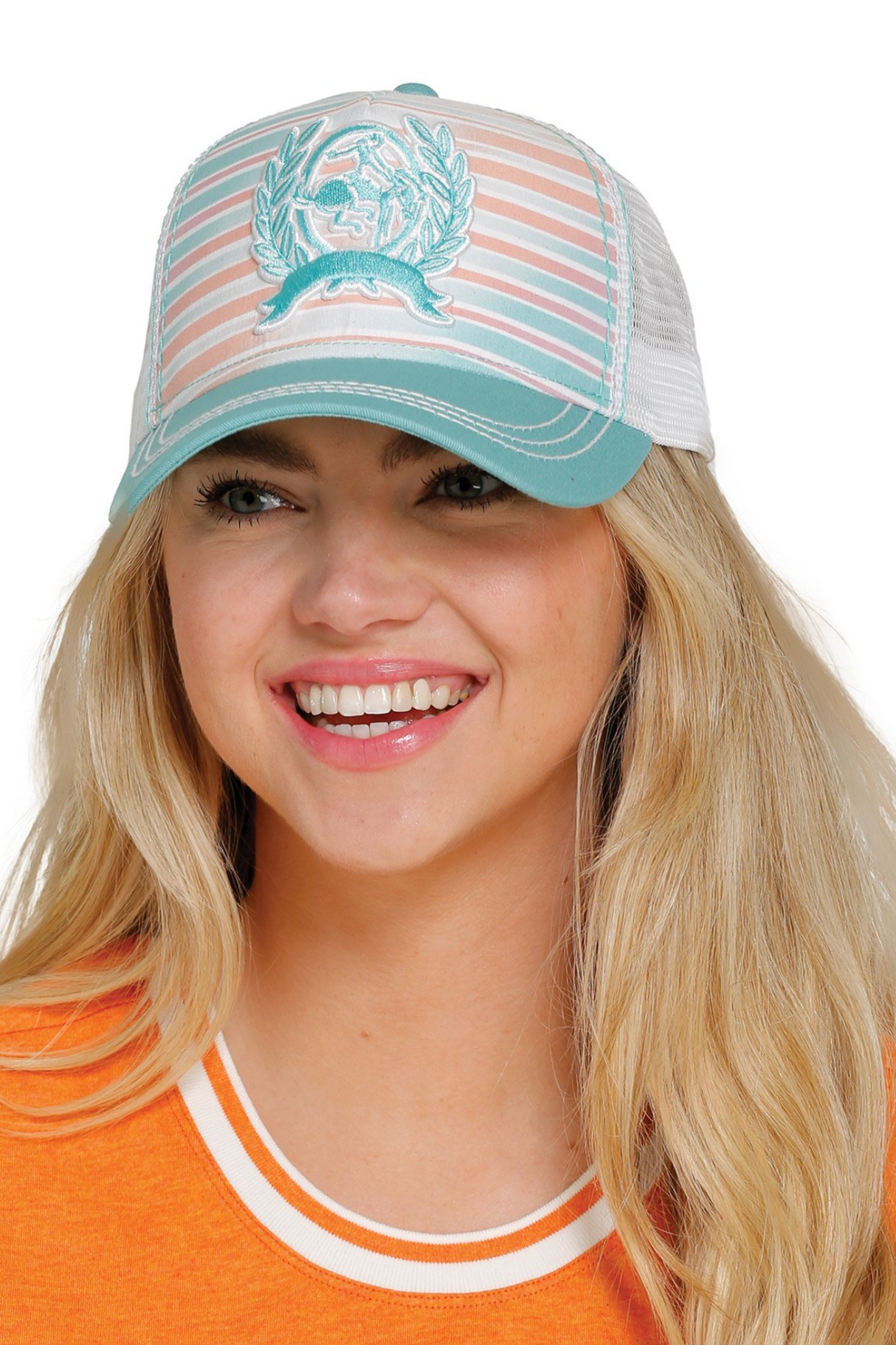 Cinch Womens Trucker Cap - Turquoise White Mesh