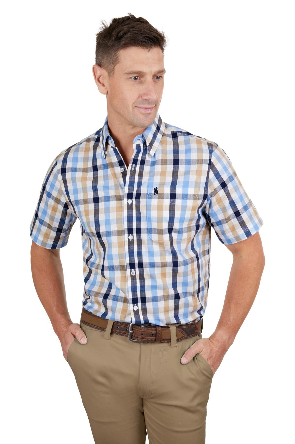 Thomas Cook Mens Duke Check 1 Pocket Short Sleeve Shirt