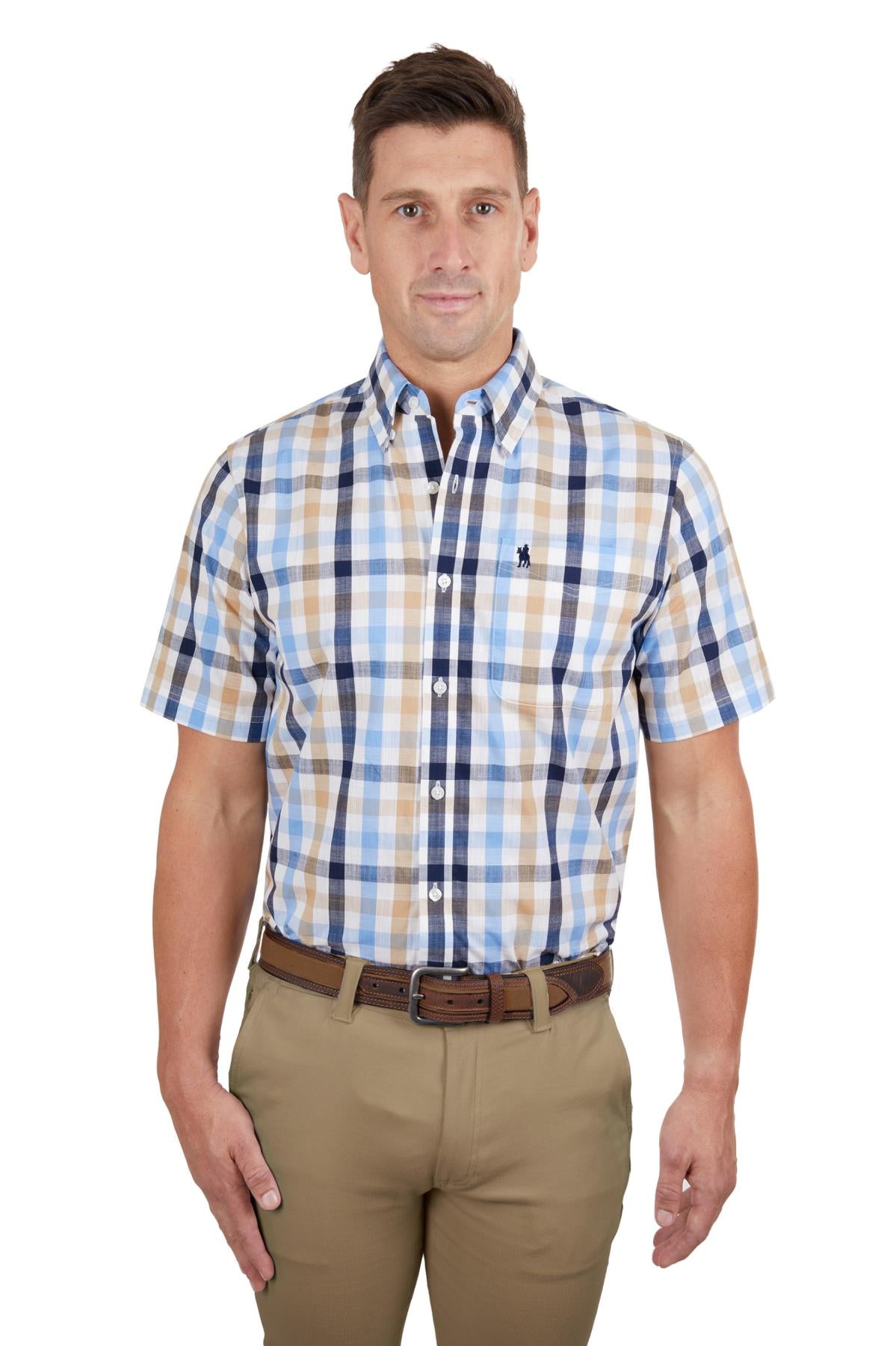 Thomas Cook Mens Duke Check 1 Pocket Short Sleeve Shirt