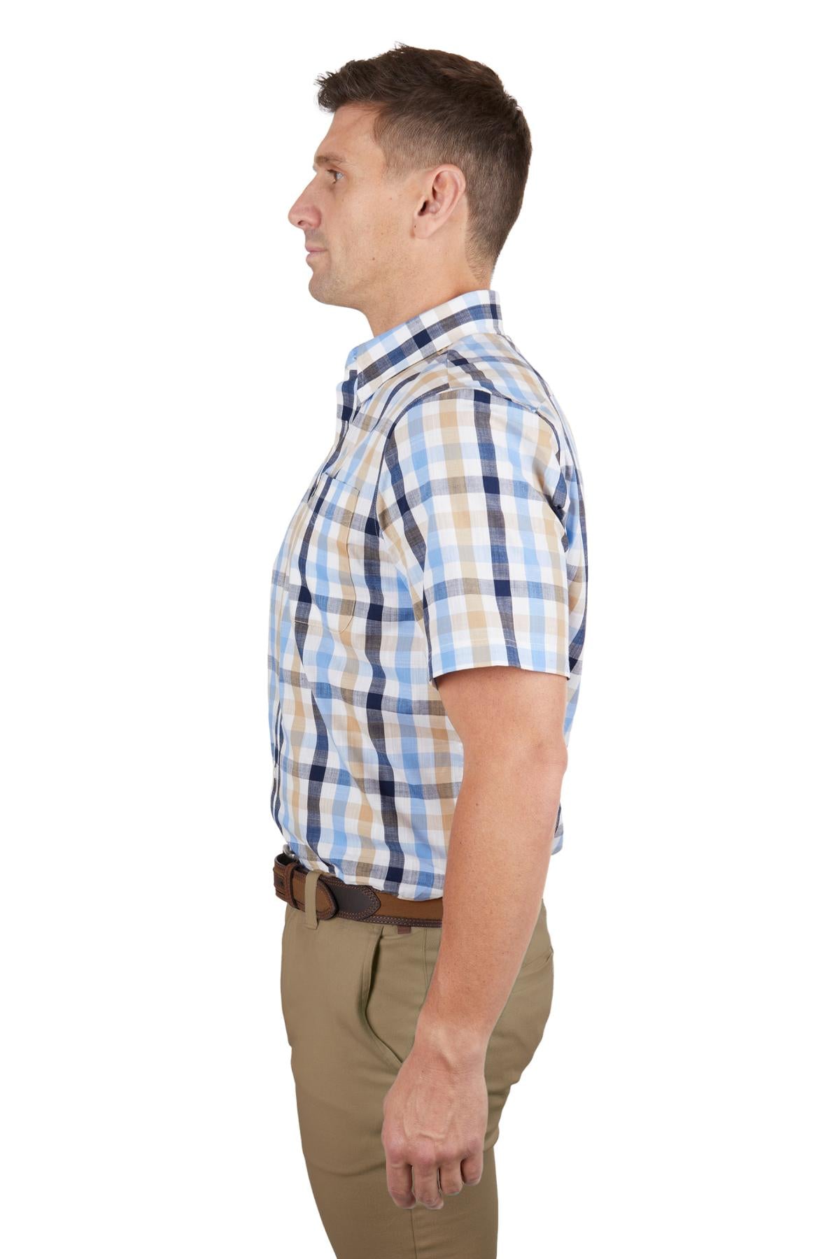 Thomas Cook Mens Duke Check 1 Pocket Short Sleeve Shirt