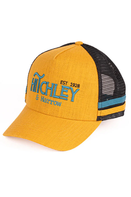 Hitchley and Harrow Trucker Cap Mustard and Turquoise